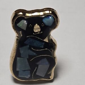 Elegant Gold Koala Brooch with Blue Highlights